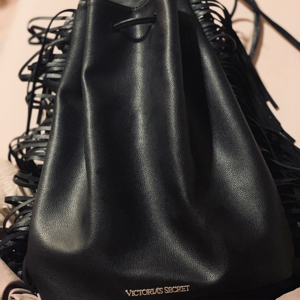 Full Black Leather VICTORIA SECRET BAG
